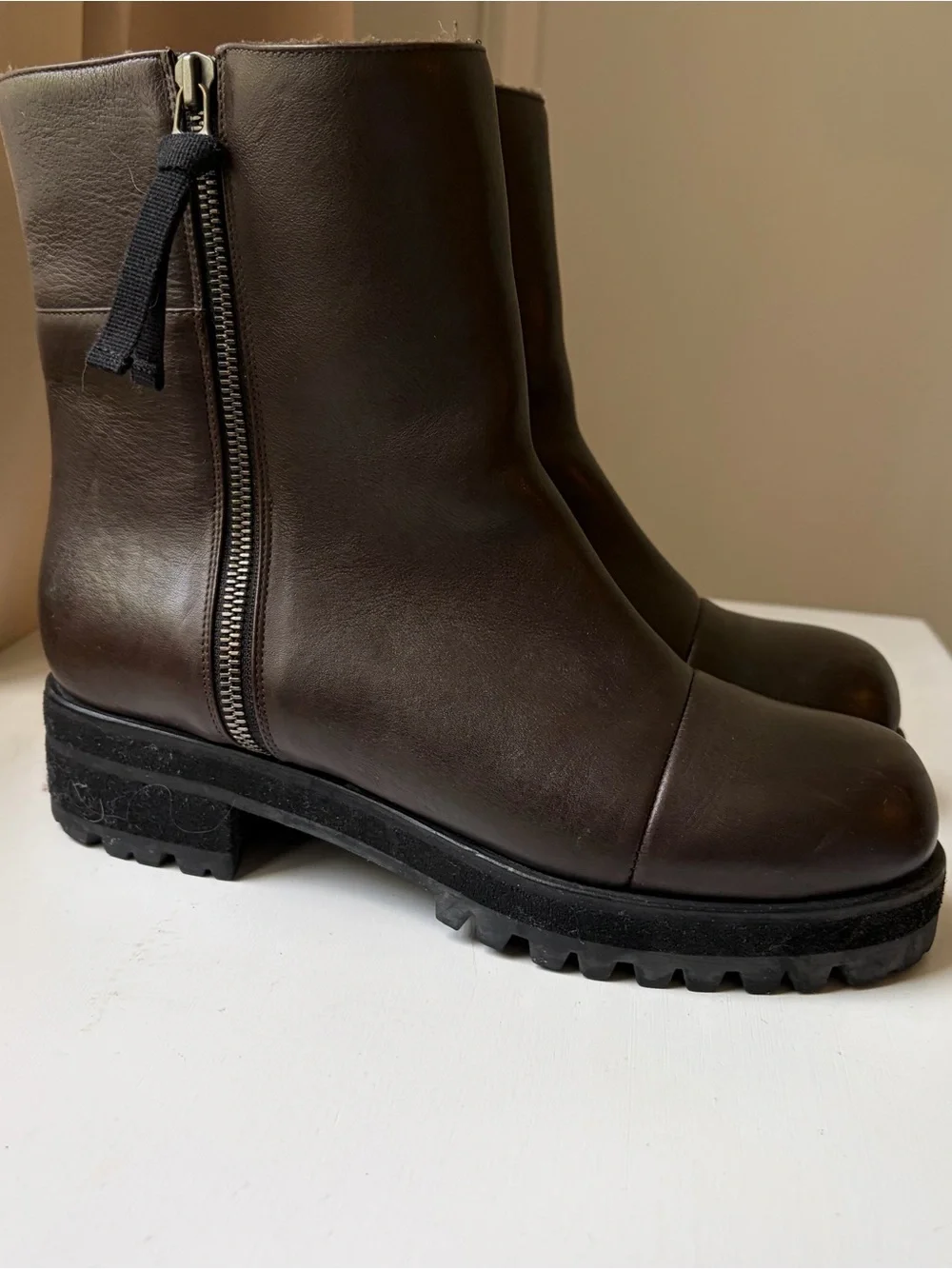 Marni 2011 Brown Italian Leather Zip Ankle Winter Booties Boots Size 39 / US8